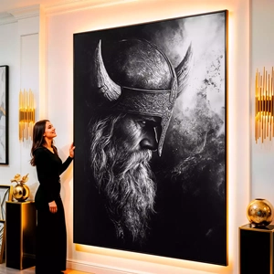 Quadro Viking visto de frente, exibindo sua moldura e sua arte.