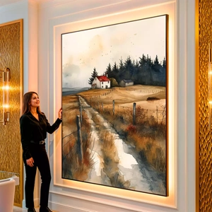 Quadro Vintage visto de frente, exibindo sua moldura e sua arte.