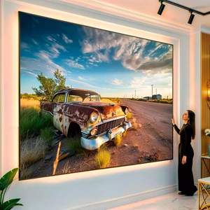 Quadro Vintage visto de frente, exibindo sua moldura e sua arte.