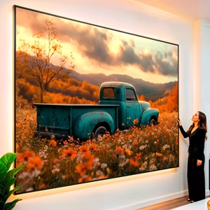 Quadro Vintage visto de frente, exibindo sua moldura e sua arte.