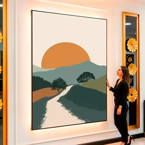 Quadro Vintage visto de frente, exibindo sua moldura e sua arte.