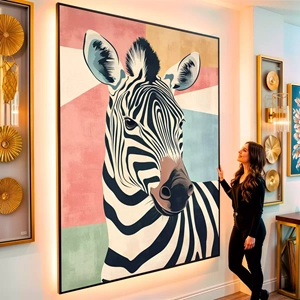 Quadro Zebra Frontal visto de frente, exibindo sua moldura e sua arte.