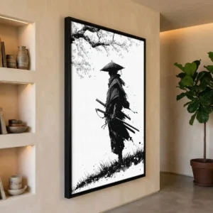 Quadro Samurai em Preto e Branco