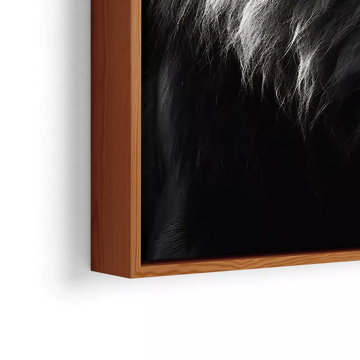 Quadro Leão preto e branco moldura canaleta