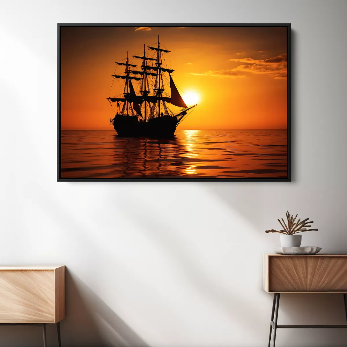 Quadro Silhueta de navio veleiro