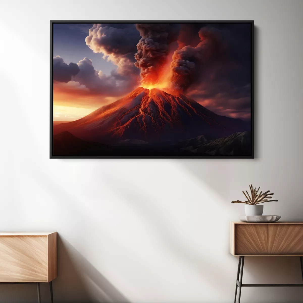 Quadro Vulcão em erupção